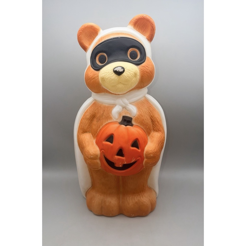 Vintage Empire Halloween Blow Mold Masked Teddy Bear Pumpkin 24" Yard Decor